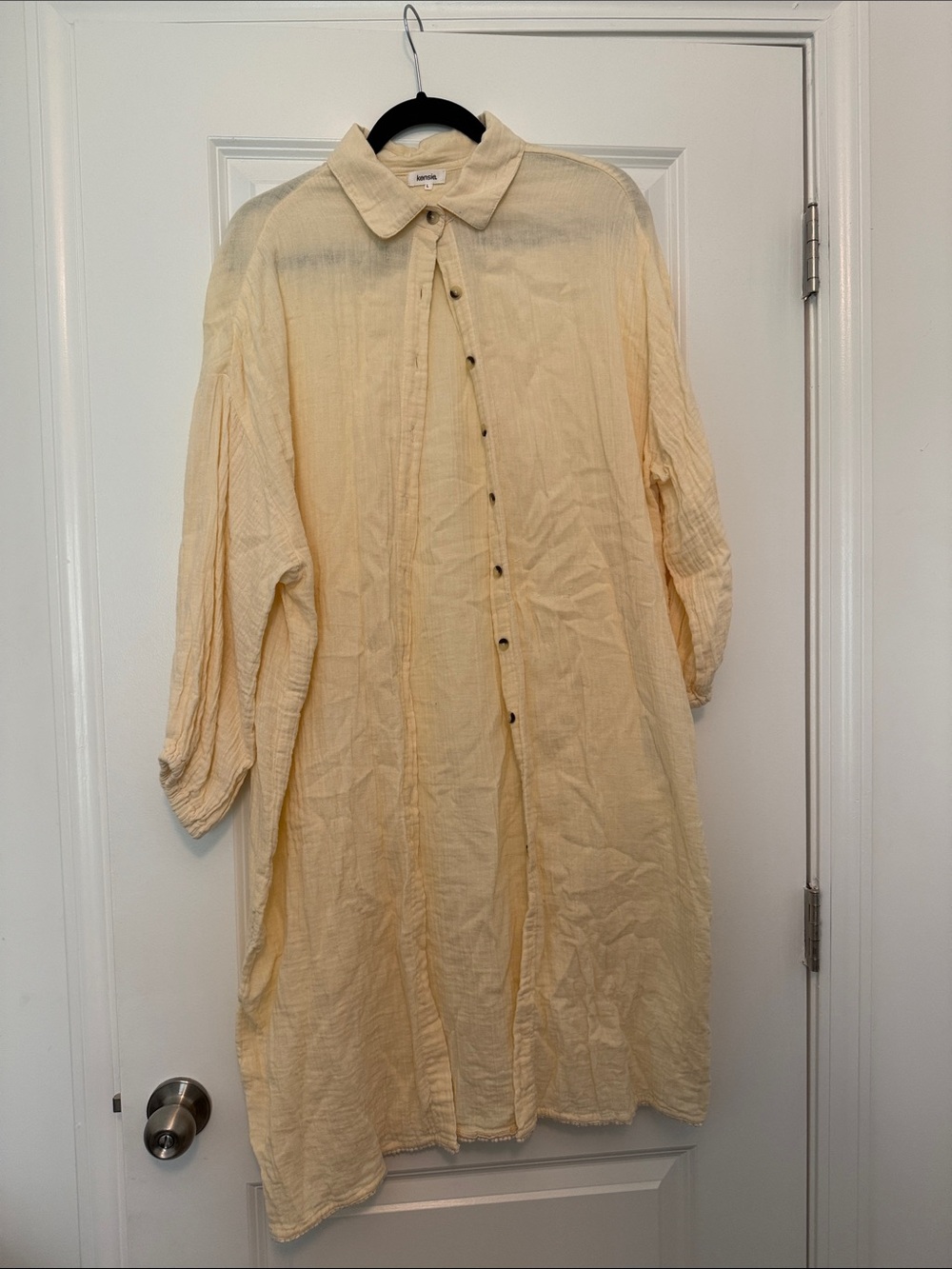 kenzie Cream Button-Down Midi Shirt Dress